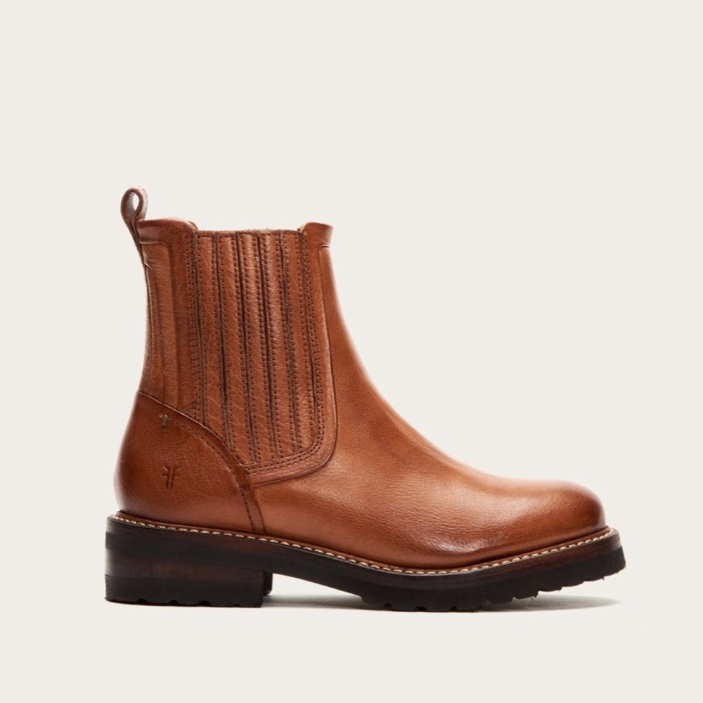 Frye Ella Moto Chelsea brown leather boot 8